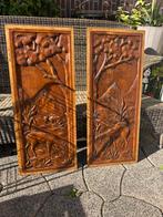 2 mooie houten panelen met houtsnijwerk, Antiek en Kunst, Ophalen