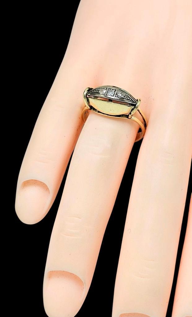 Art nouveau goud &amp; briljanten ring bezet 3 Briljanten, Sieraden, Tassen en Uiterlijk, Ringen, Zo goed als nieuw, Dame, 17 tot 18