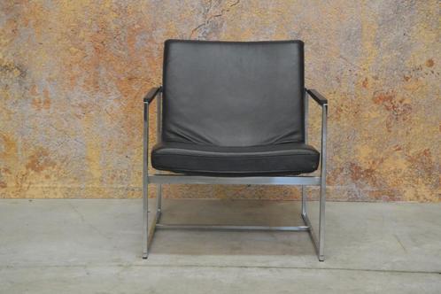 ZGANieuw! strakke Harvink Oscar design fauteuil, Huis en Inrichting, Fauteuils, Zo goed als nieuw, Leer, Metaal, 50 tot 75 cm