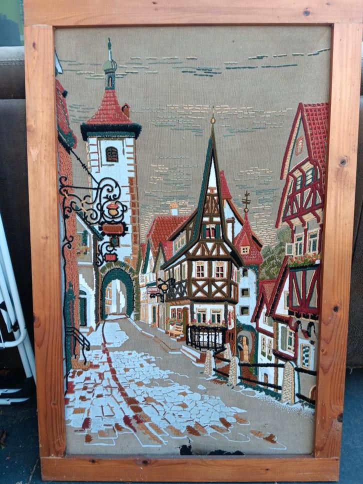 Vintage Wandtapijt Stadsgezicht, Antiek en Kunst, Antiek | Kleden en Textiel, Ophalen