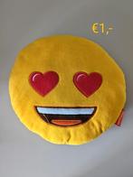 Emoji Kussen met Hartjes Ogen, Ophalen of Verzenden, Zo goed als nieuw, Geel, Rond