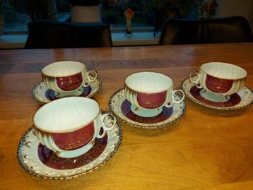 Antieke kop en schotel set, bladgoud, gaaf! beschikbaar voor biedingen