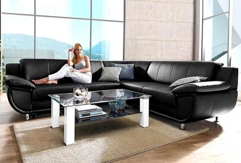 Nieuwe trendy hoekbank zwart lederlook xxl zithoek bankstel, Huis en Inrichting, Banken | Bankstellen, Zo goed als nieuw, Hoekbank