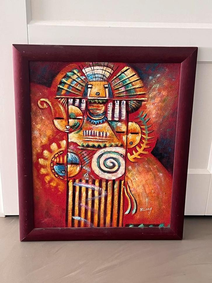 Kleurrijk Schilderij met Figuur, Antiek en Kunst, Kunst | Schilderijen | Klassiek, Ophalen