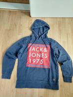 Jack & Jones Hoodie met logoprint, blauw met rood - Maat L, Ophalen, Maat 52/54 (L), Blauw, Gedragen