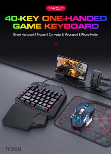 Gaming keyboard 1 hand / one handed T-Wolf T19 NIEUW in verp beschikbaar voor biedingen