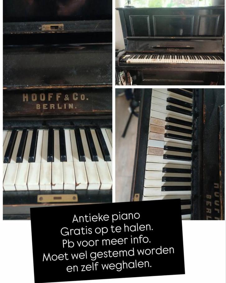 Gratis op te halen antieke piano, Muziek en Instrumenten, Piano's, Gebruikt, Zwart, Ophalen