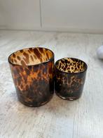 Set van 2 Bruin/Zwarte Kaarsenhouders, Huis en Inrichting, Ophalen, Overige materialen, Bruin, Zo goed als nieuw