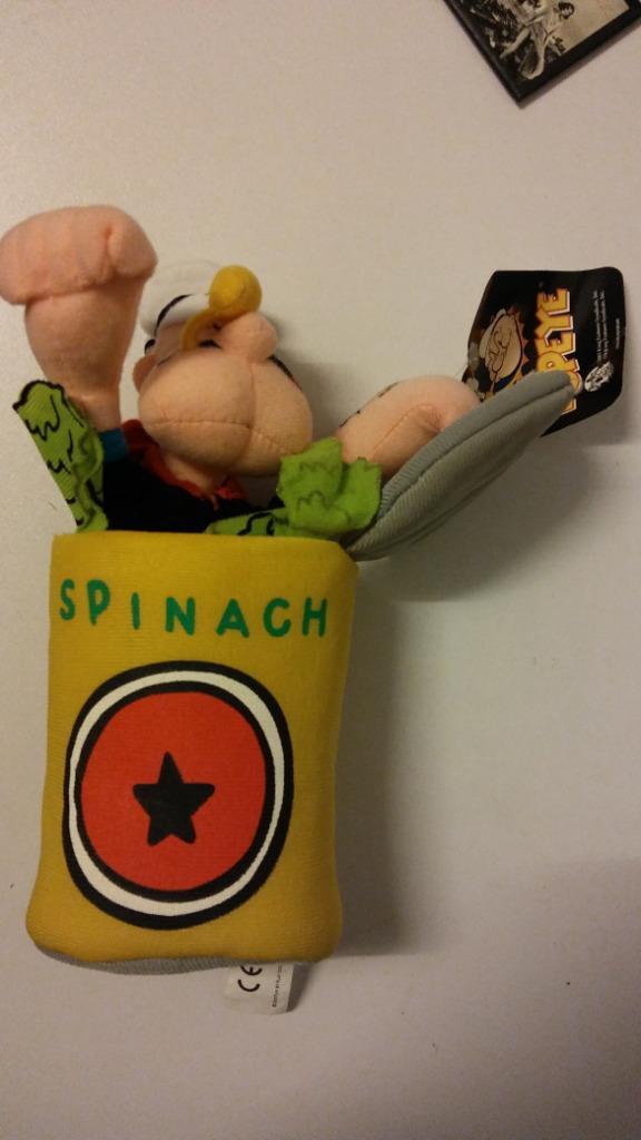 Popeye Spinach spinazie logo knuffeltje strip tekenfilm, Verzamelen, Stripfiguren, Zo goed als nieuw, Beeldje of Figuurtje, Overige figuren