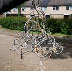 Handgemaakte metalen kroonluchter - verzinkt/gegalvasineerd, Ophalen of Verzenden, Gebruikt, Glas