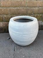 Bloempot grijs 18 cm hoog - opening 13 breed, Ophalen, Rond, Zo goed als nieuw, Minder dan 25 cm