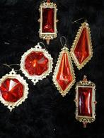 6 goudkleurige hanger met rode nep-edelsteen, Ophalen of Verzenden, Zo goed als nieuw