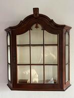Vintage antiek mahoney vitrinekast hangend, Ophalen, 50 tot 100 cm, Minder dan 100 cm, 25 tot 50 cm