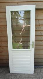 houten buitendeur 210,5 x 81,5 cm, met glas, 80 tot 100 cm, Gebruikt, Glas, Buitendeur