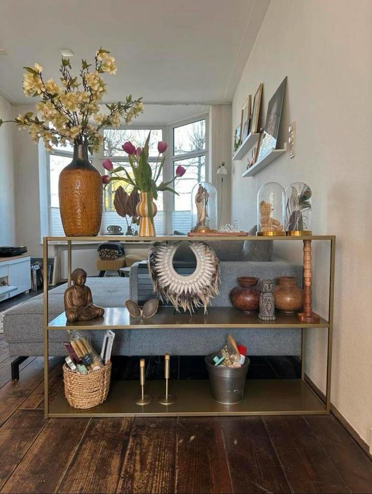 Goudkleurig metalen dressoir, Huis en Inrichting, Kasten | Dressoirs, Gebruikt, 25 tot 50 cm, Ophalen