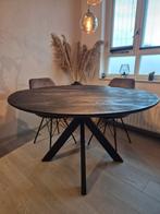 Zwarte ronde mangohouten eettafel, Ophalen, Rond, Zo goed als nieuw, 100 tot 150 cm