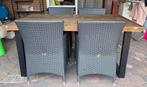 Unieke steigerhouten tafel met massief metalen poot, Tuin en Terras, Ophalen, Gebruikt