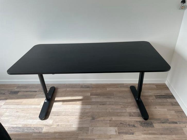 IKEA Bekant Bureau Zwart 160x80 cm, Huis en Inrichting, Bureaus, Zo goed als nieuw, Bureau, In hoogte verstelbaar, Ophalen