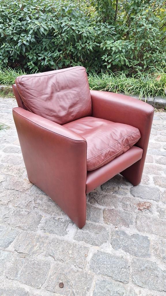 Touché roodbruin leren stoel, Huis en Inrichting, Fauteuils, Gebruikt, Leer, 75 tot 100 cm, Ophalen