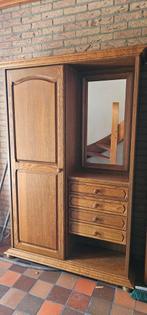 Houten kast met spiegel en lades, Ophalen, 100 tot 150 cm, Klassiek, 150 tot 200 cm