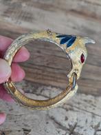 Vintage armband paardenhoofd verguld rode steentjes, Ophalen of Verzenden