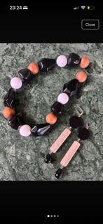 Ketting & Oorbellen Set - Zwart, Blush & Terracotta, Ophalen of Verzenden, Nieuw, Zwart, Kunststof