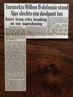 Voetbal krantenartikel Willem II Ajax oktober 1961, Ophalen of Verzenden, Gebruikt, Ajax