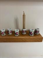 Vintage Mini Kandelaars - Rozenprint Porselein 6 stuks, Overige materialen, Wit, Ophalen of Verzenden, Zo goed als nieuw