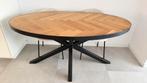 Ovale Eettafel Vissengraad Eikenhout, Huis en Inrichting, Tafels | Eettafels, Ophalen, Eikenhout, 50 tot 100 cm, Zo goed als nieuw
