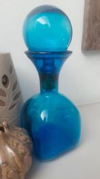Vintage karaf Italiaanse empoli kobaltblauw glas jaren 70, Ophalen of Verzenden