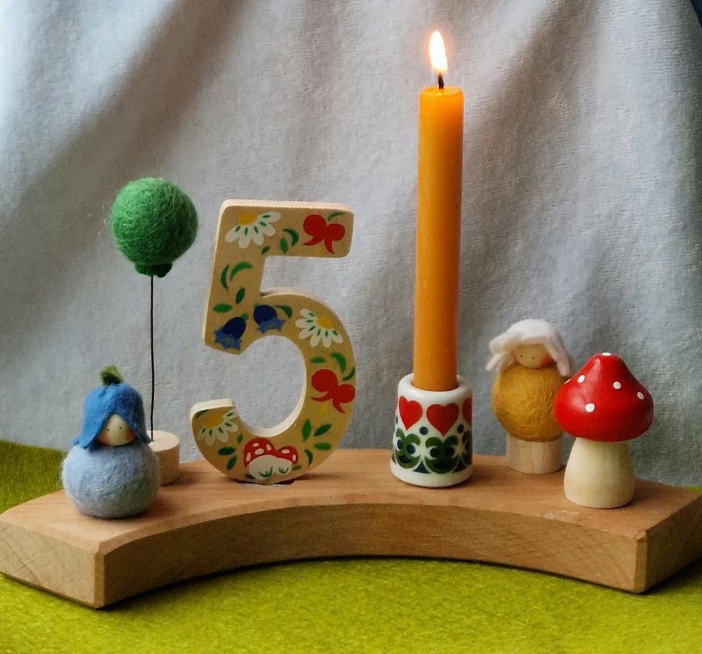 Jaarring steker 5 jaar getal cijfer verjaardag Vrije School, Verzenden, Nieuw, Figuurtje(s), Wolvilt