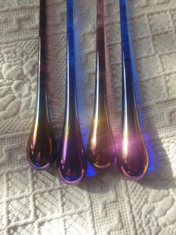 4 vintage Glazen regenboog Pegels - 33cm Lang beschikbaar voor biedingen