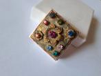 Oud pillendoosje geslepen gekleurde steentjes doosje, Antiek en Kunst, Curiosa en Brocante, Verzenden