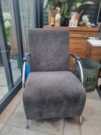 Grijze Fauteuil met Chromen Details, Ophalen, Gebruikt, Metaal, Eén