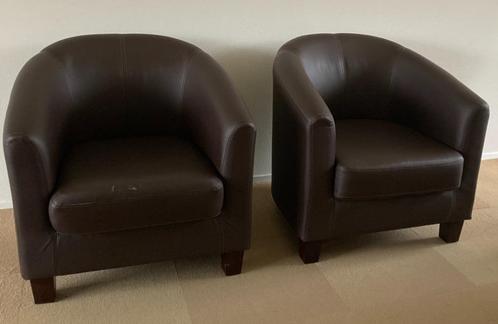 Twee bruine fauteuils, Huis en Inrichting, Fauteuils, Gebruikt, Overige materialen, 50 tot 75 cm, Minder dan 75 cm, Ophalen
