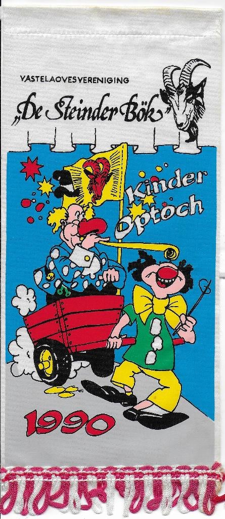 Carnaval Kinder Optocht vaantje De Steinder Bök uit 1990, Ophalen of Verzenden, Gebruikt