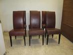 Set van 6 bruine leren stoelen, Huis en Inrichting, Stoelen, Gebruikt