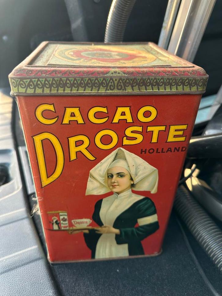 Vintage Droste cacao blik met verpleegster, Verzamelen, Blikken, Gebruikt, Overige, Droste, Ophalen