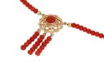 Bloedkoraal fraaie ketting 14k slot en hanger vintage dames, Sieraden, Tassen en Uiterlijk, Verzenden, Goud, Ketting, Met edelsteen