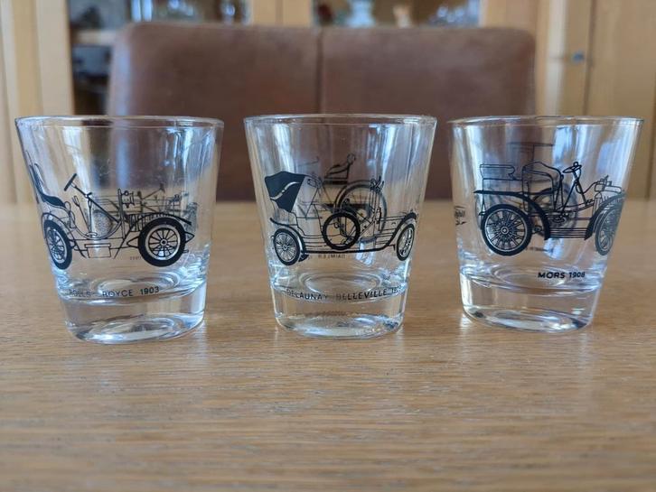 Oldtimers borrel/shot glaasjes, Verzamelen, Glas en Borrelglaasjes, Zo goed als nieuw, Overige typen, Ophalen