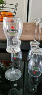 4 Heineken bierglazen op hoge voet, Verzamelen, Glas en Borrelglaasjes, Zo goed als nieuw, Ophalen, Bierglas