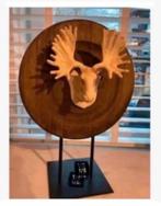 Korting Eland kop poly houten ondergrond metalen staander, Antiek en Kunst, Ophalen of Verzenden
