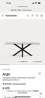 Glazen Eettafel met Stijlvol Onderstel KAVE HOME, Huis en Inrichting, Tafels | Eettafels, Ophalen, 100 tot 150 cm, 200 cm of meer