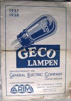 GECO, lampen ( radio ), folder uit 1937-1938., Folder, Gelezen, Ophalen of Verzenden