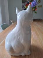 Vintage beeld poes jaren 80 wit keramiek, Ophalen of Verzenden, Zo goed als nieuw, Dier