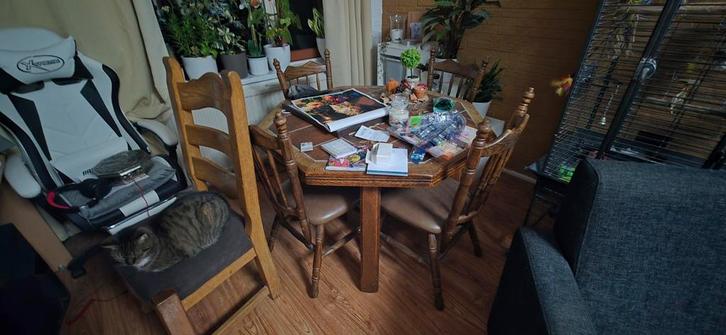 Eikenhouten Hexagon Tafel, Huis en Inrichting, Tafels | Eettafels, Gebruikt, 50 tot 100 cm, 50 tot 100 cm, Vier personen, Overige vormen