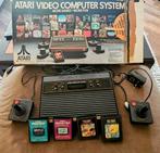 Vintage ATARI CX-2600 Spelcomputer met 4 games (1982), Spelcomputers en Games, Spelcomputers | Atari, Ophalen of Verzenden, Gebruikt