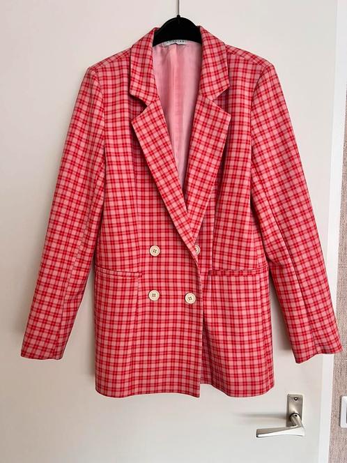 Geruitte blazer loavies ruiten roze, Kleding | Dames, Jasjes, Kostuums en Pakken, Zo goed als nieuw, Jasje, Maat 36 (S), Roze