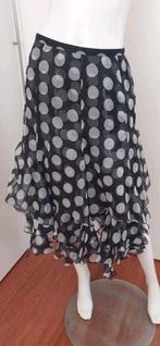 ZOMERROK ZIJDE ZWART/WITTE DOT GYPSY STIJL MT 38, Kleding | Dames, Rokken, Maat 38/40 (M), Zwart, Nieuw, Ophalen of Verzenden