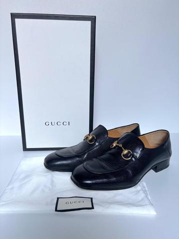 GUCCI Jordaan zwart goud horsebit leren schoenen Maat 41,5  beschikbaar voor biedingen